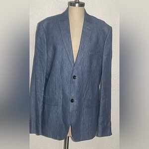 H&M Men's Blue linen button up Blazer jacket size 46R